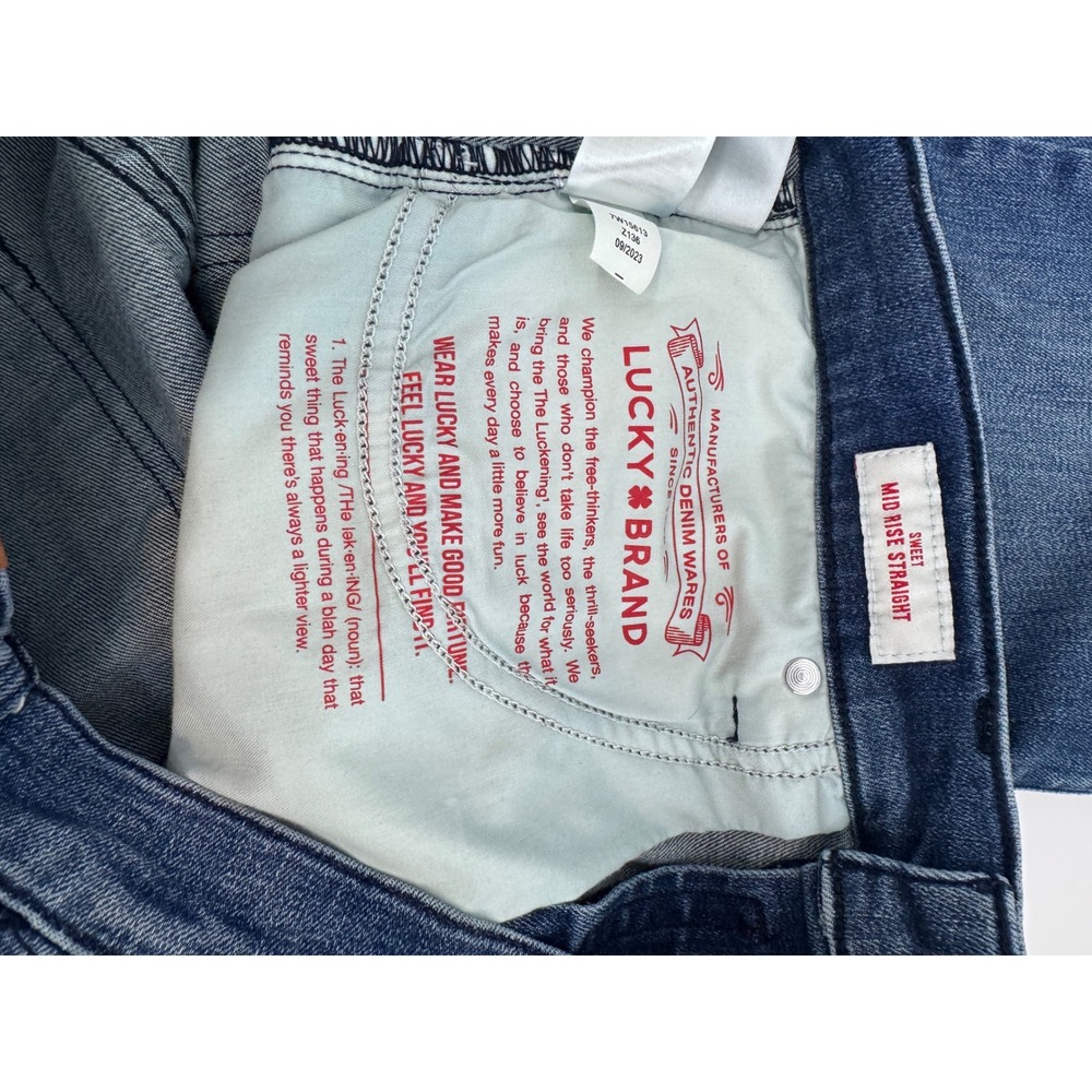 Lucky Brand Sweet Mid Rise Straight Jeans Womens 14/32 Medium Wash Denim Blue - Picture 6 of 10